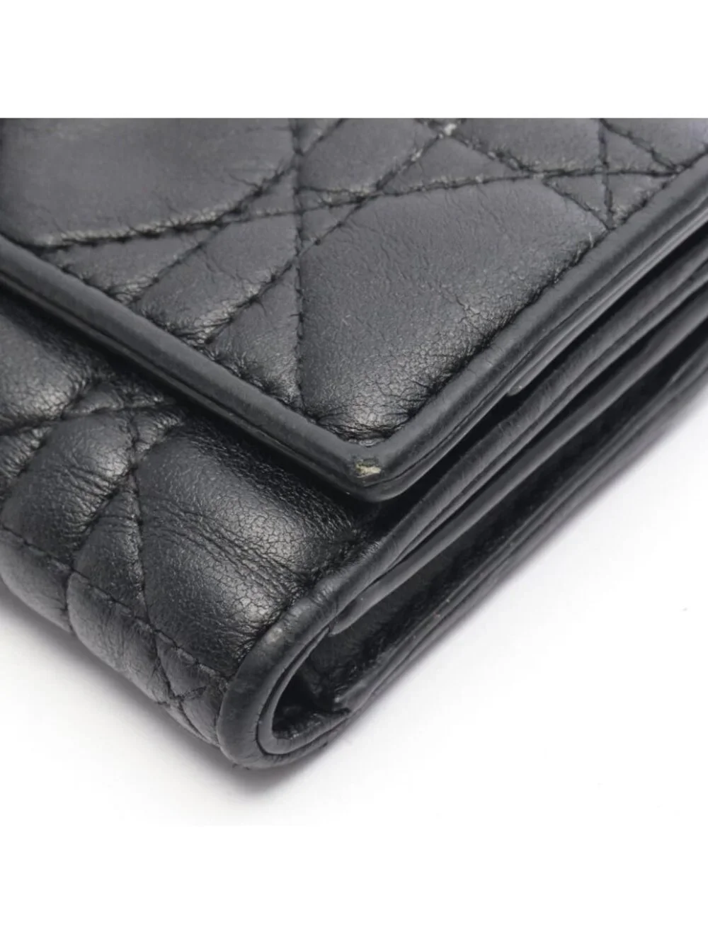 Dior Trifold Wallet Lady Lotus Black Leather